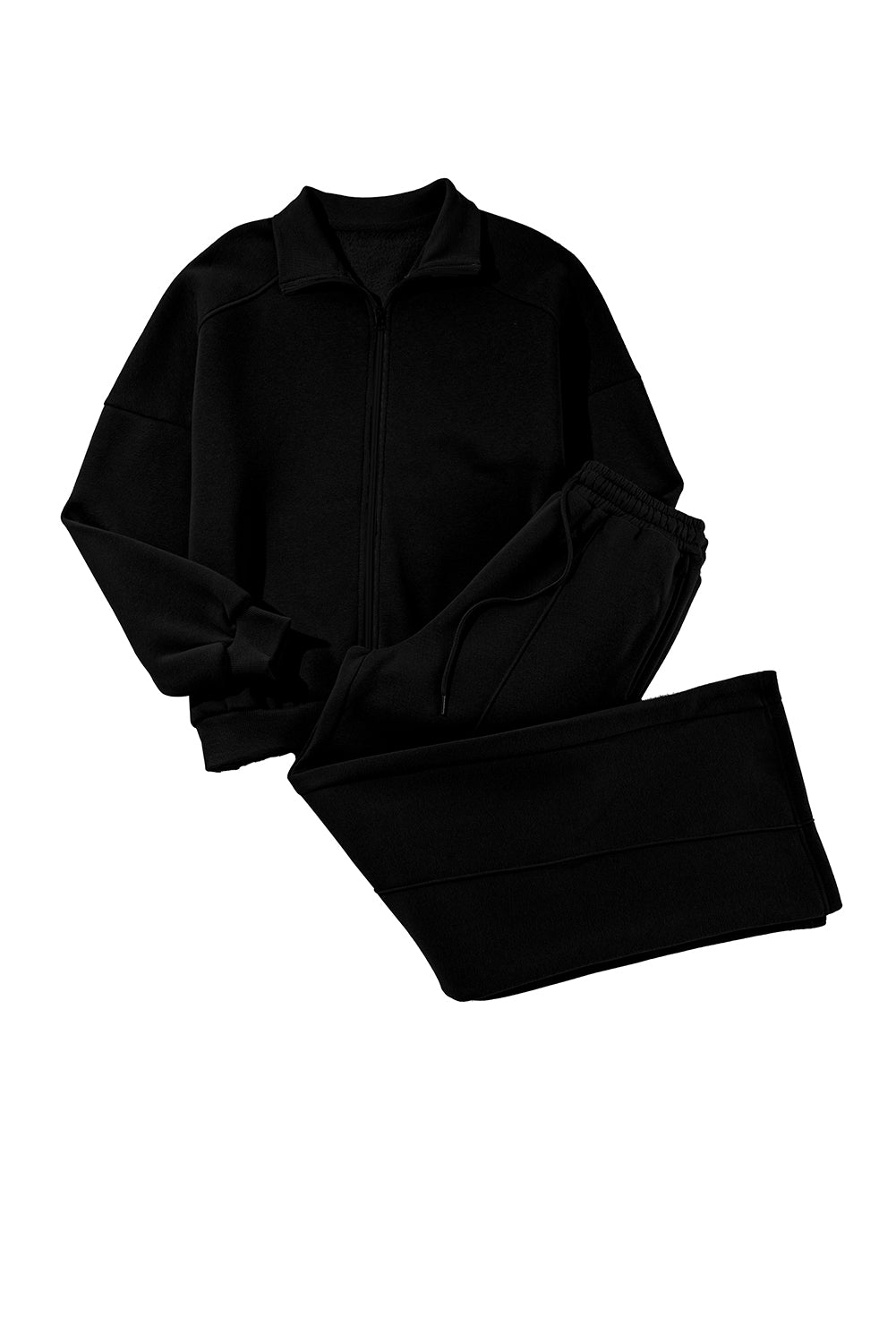 Black Half Zip Sweatshirt and Pants Set