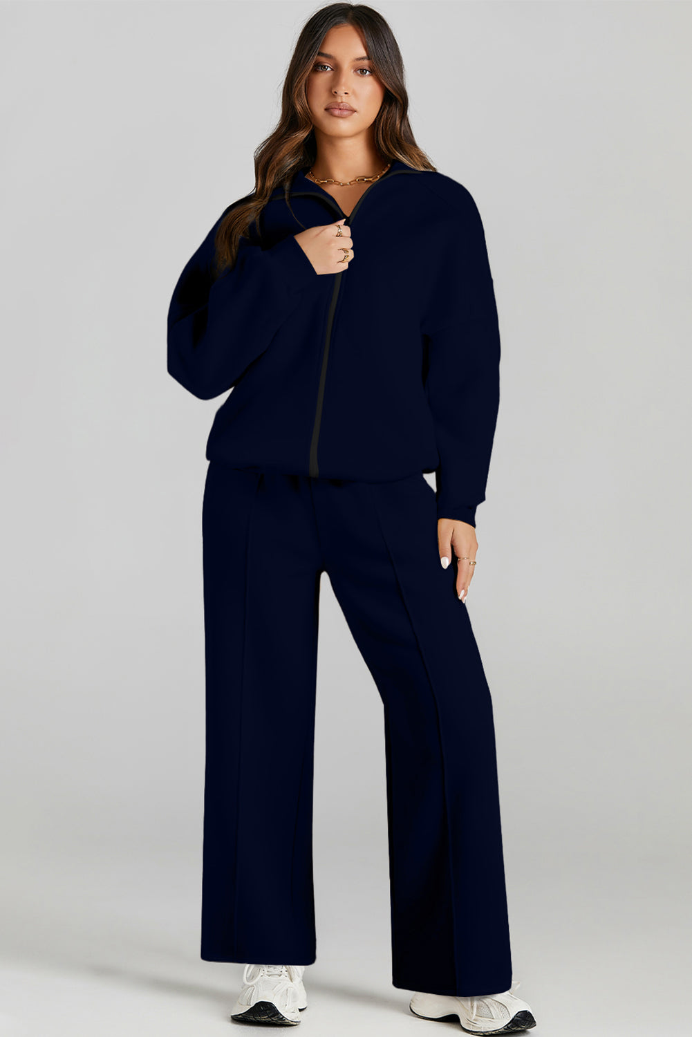 Black Half Zip Sweatshirt and Pants Set