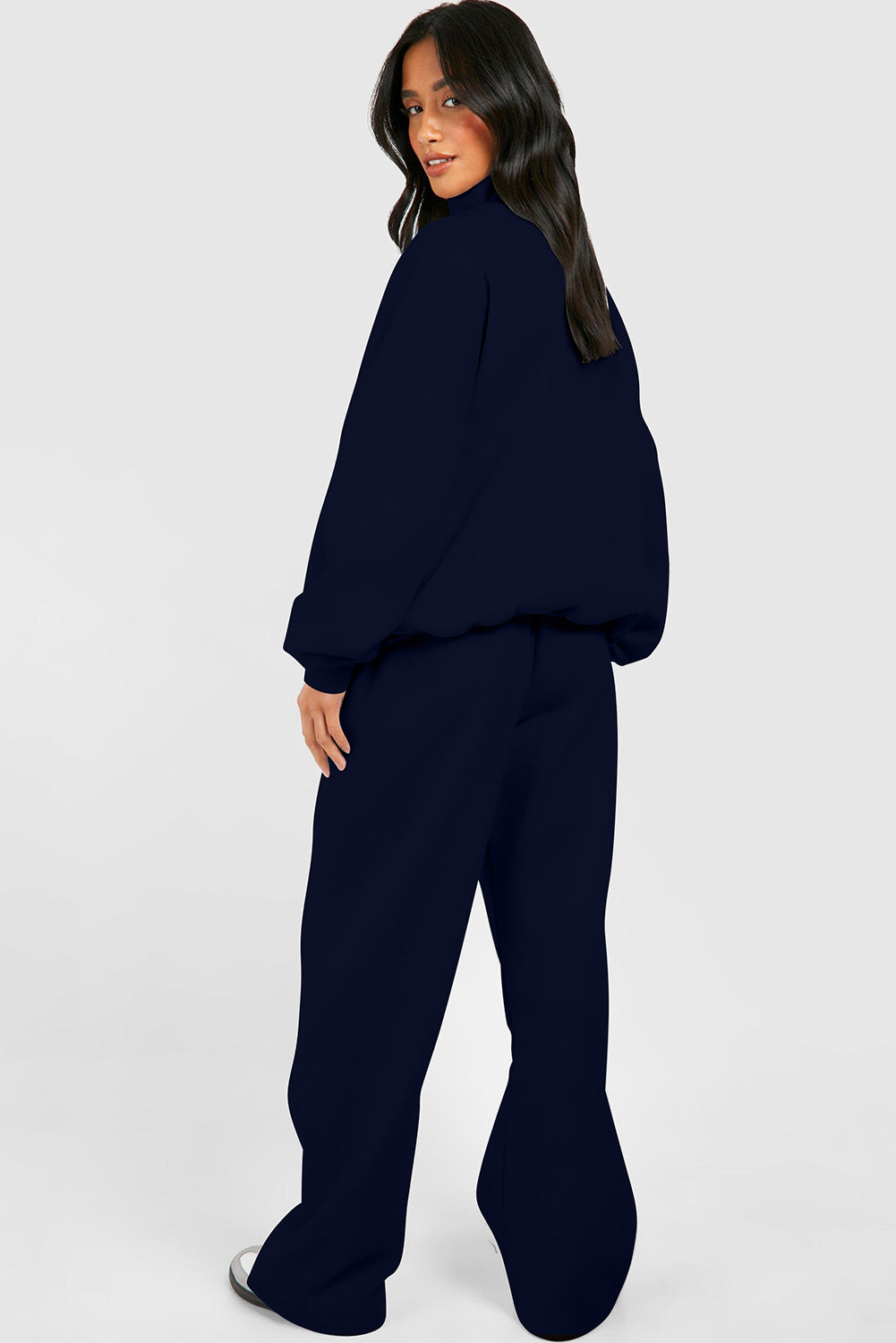 Black Half Zip Sweatshirt and Pants Set
