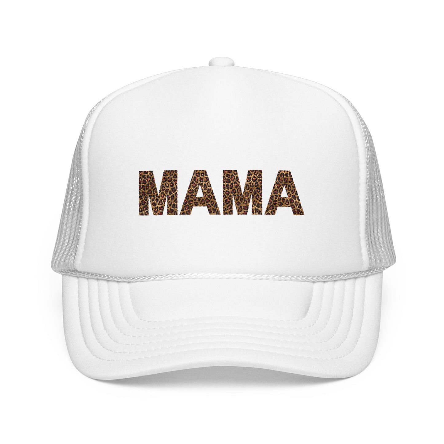 Mama Leopard Print Embroidered Trucker Hat