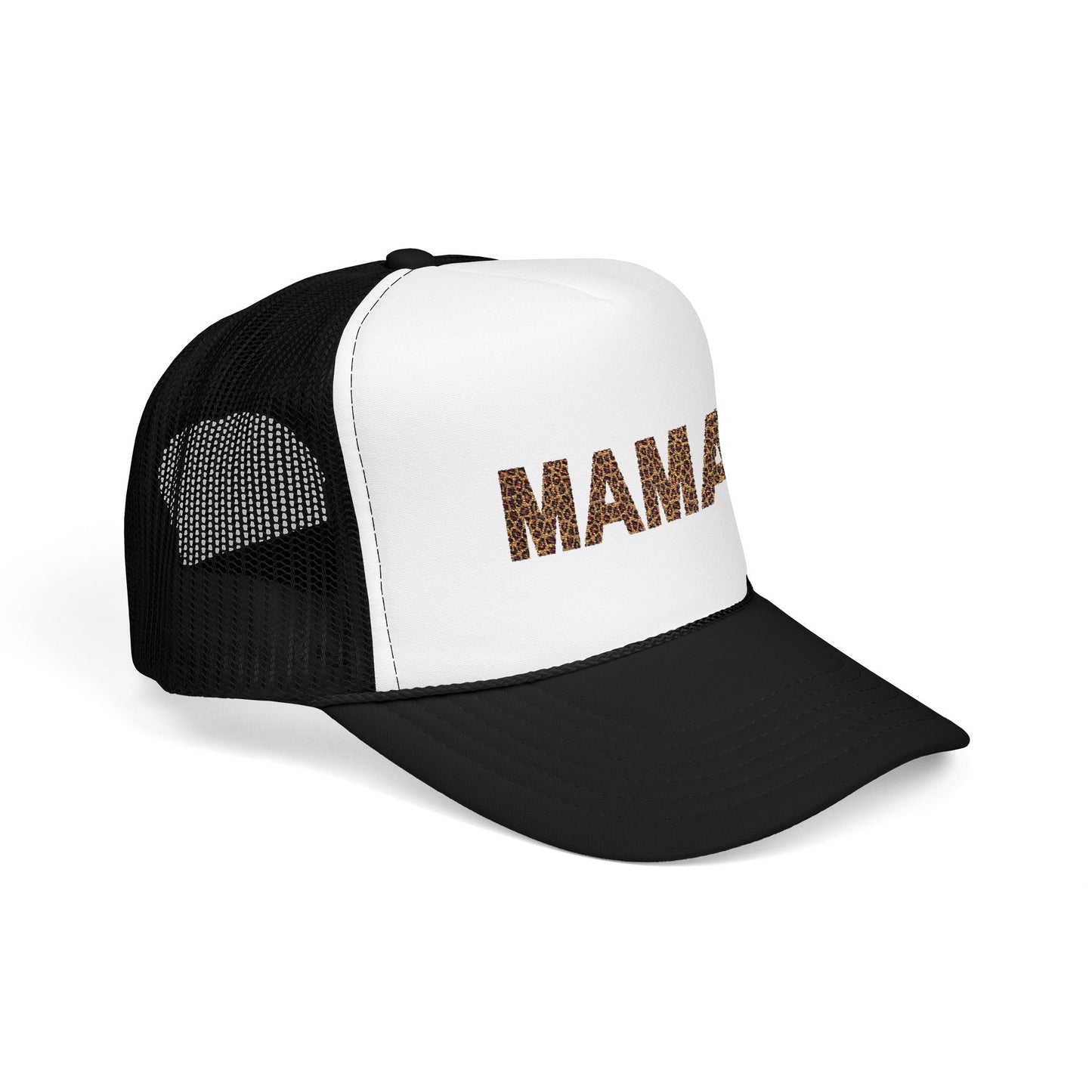 Mama Leopard Print Embroidered Trucker Hat