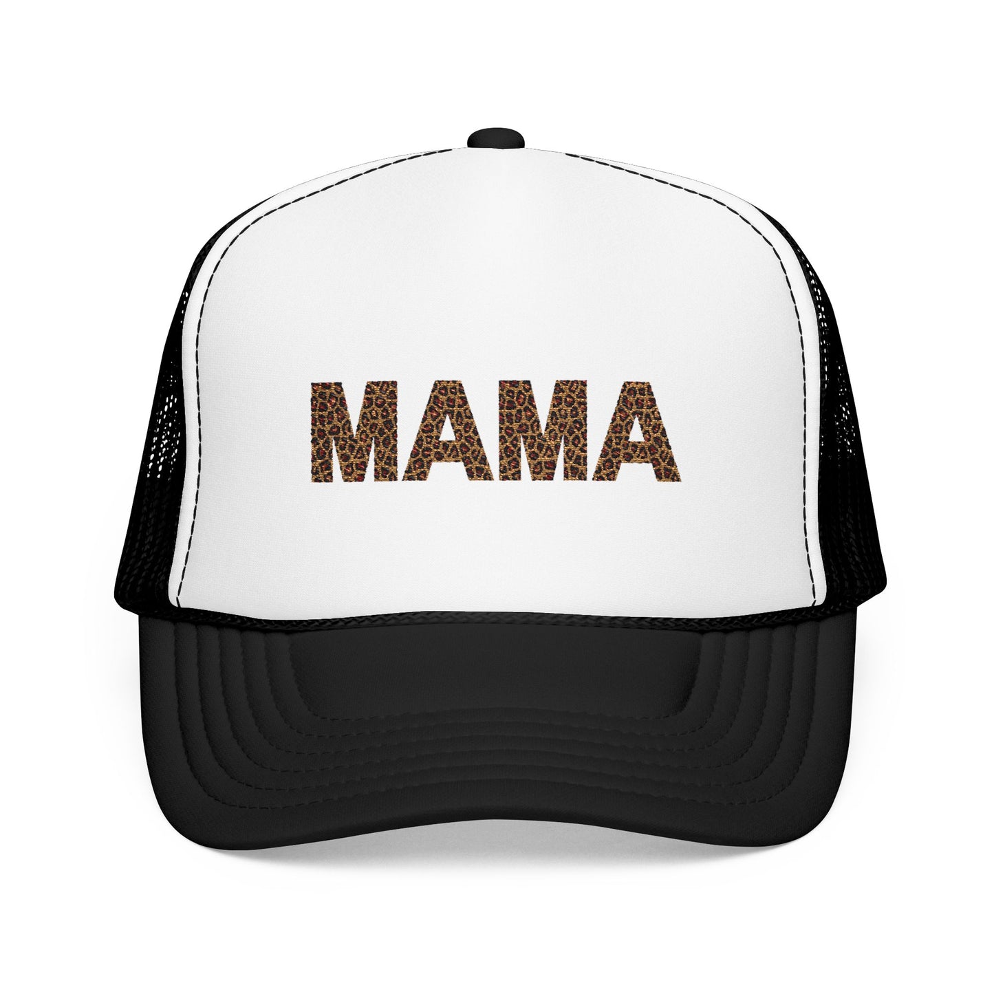 Mama Leopard Print Embroidered Trucker Hat