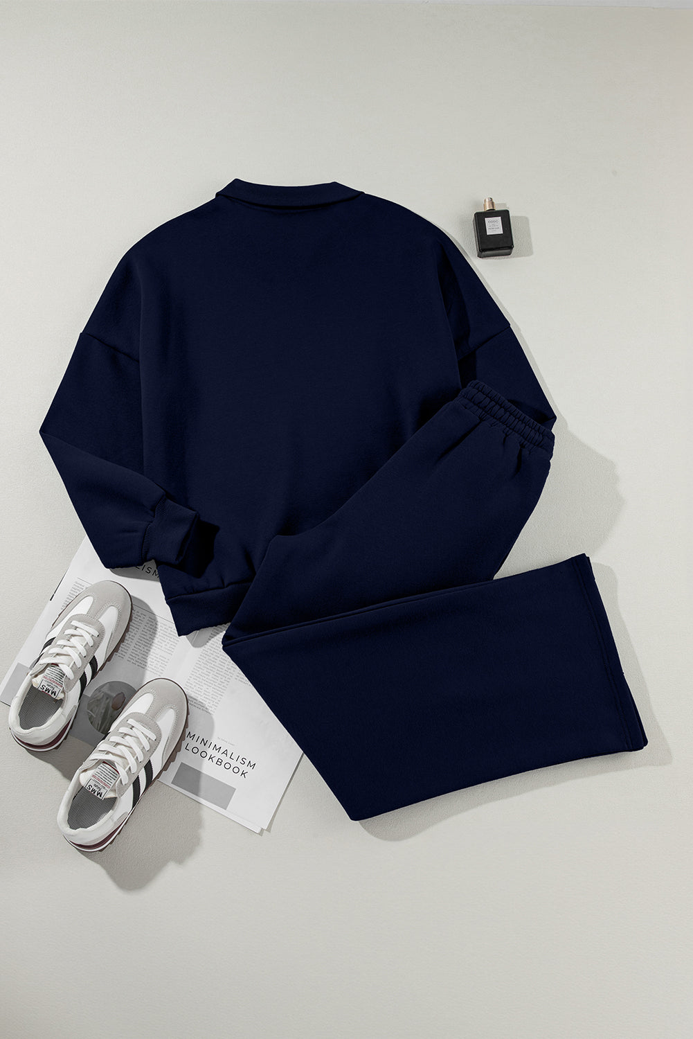 Black Half Zip Sweatshirt and Pants Set