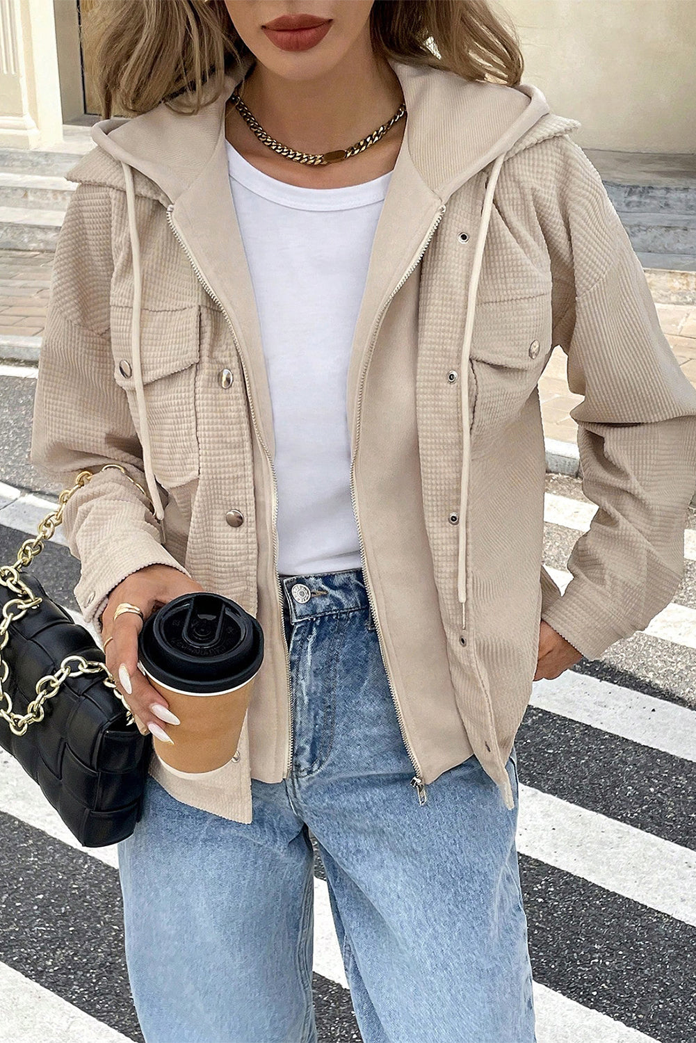 Laurel Green Solid Color Textured Patchwork Flap Pocket Shacket