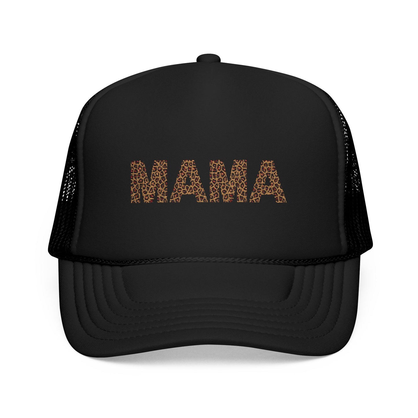 Mama Leopard Print Embroidered Trucker Hat