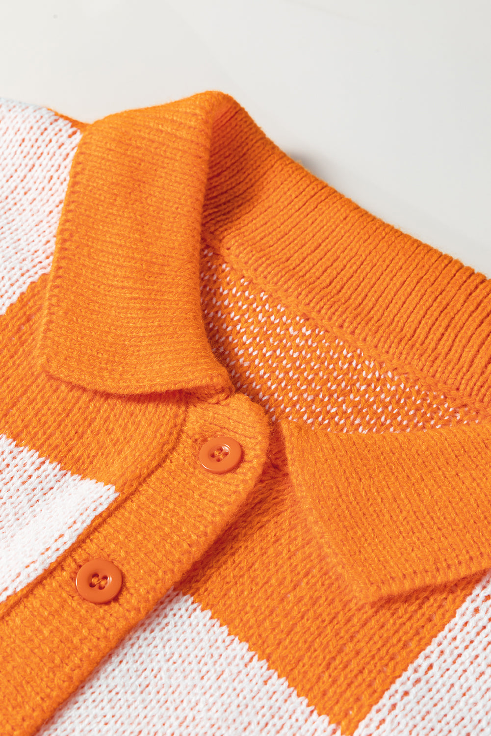 Light French Beige Checkered V-Neck Collared Pullover Sweater