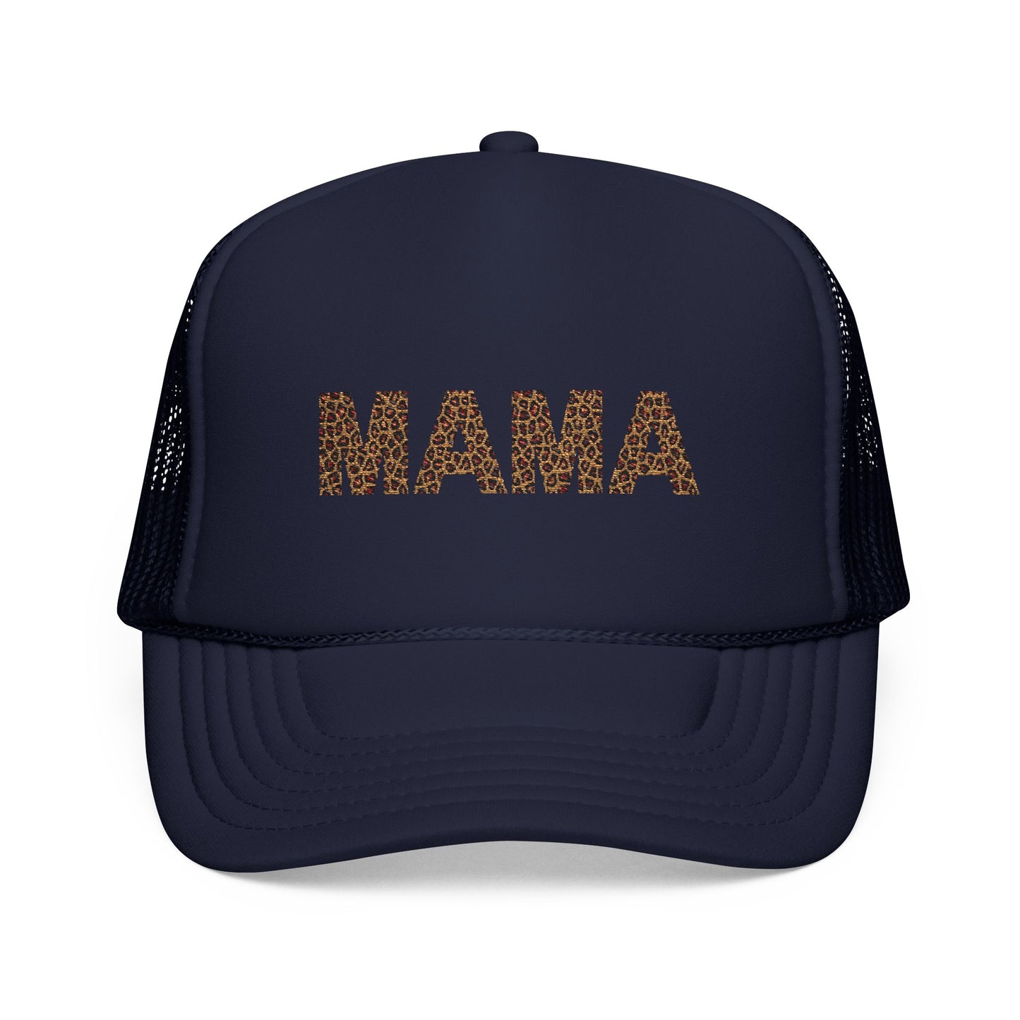 Mama Leopard Print Embroidered Trucker Hat