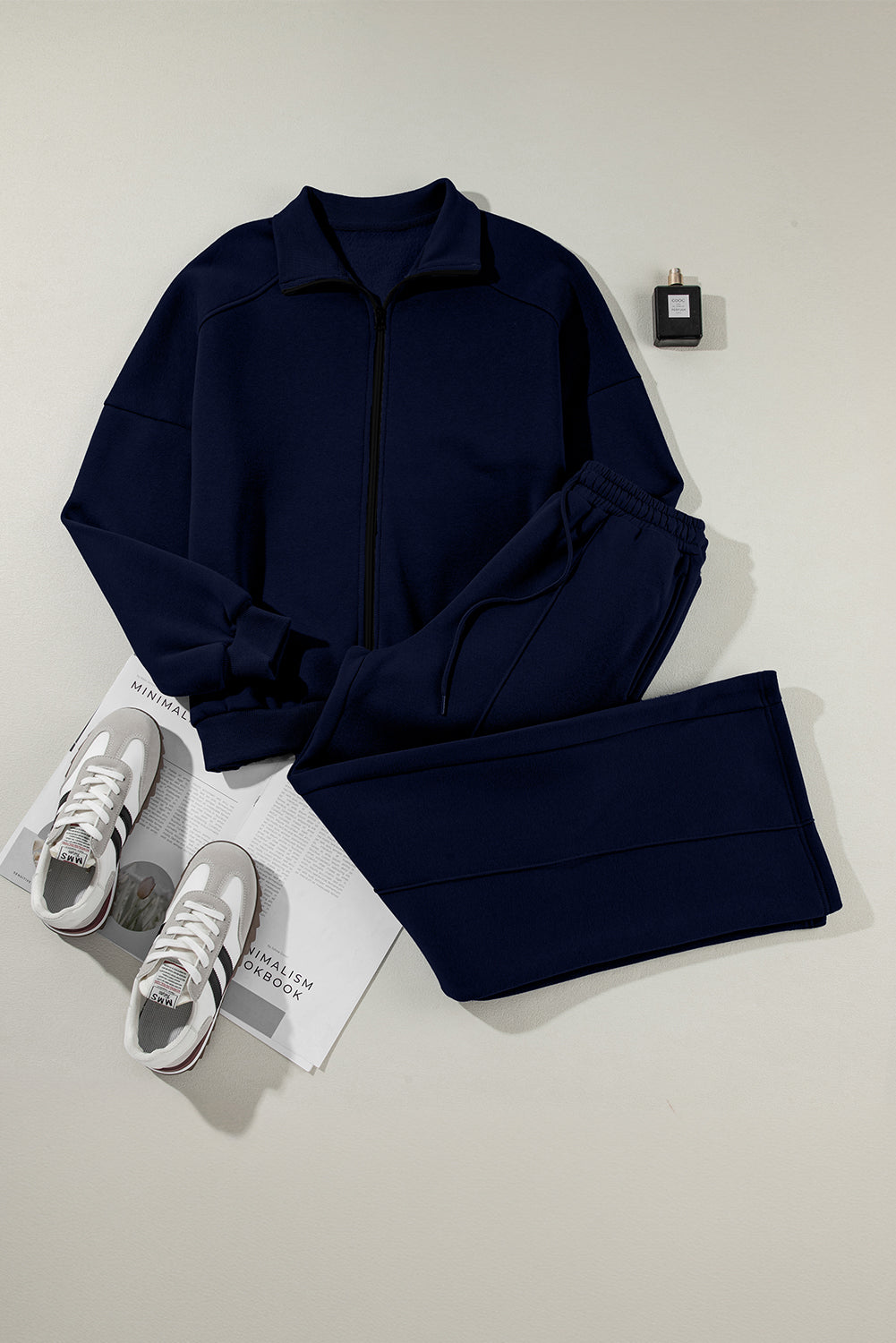 Black Half Zip Sweatshirt and Pants Set